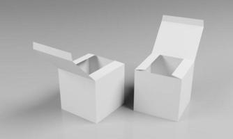 embalaje de caja abierta para maqueta de marca en renderizado 3d foto