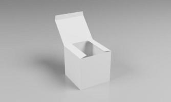 Embalaje de caja abierta de renderizado 3d para maqueta de marca foto