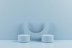 fondo azul minimalista con podio 3d en renderizado 3d foto