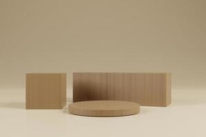 fondo minimalista con escena de podio de madera en renderizado 3d foto