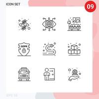 Modern Set of 9 Outlines and symbols such as hose security home privacy data Editable Vector Design Elements
