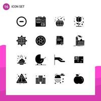 Group of 16 Modern Solid Glyphs Set for world configure chinese new year browser love Editable Vector Design Elements