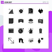 Pictogram Set of 16 Simple Solid Glyphs of commerce e commerce vegetarian certificate business Editable Vector Design Elements