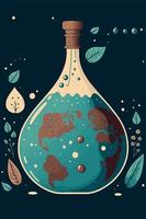 water bottle with planet earth inside vector