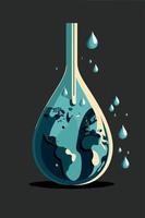 botella de agua con el planeta tierra adentro vector