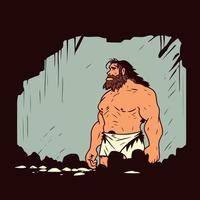 strong bearded primitive caveman vector