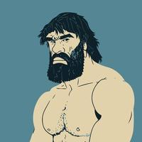 strong bearded primitive caveman vector