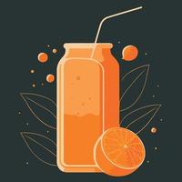 jugo de naranja natural servido en una taza de vidrio vector