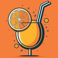 Natural orange fruit juice served in a glass cup vector