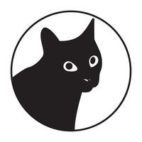 cat silhouette, cat head in circle vector art