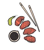 Sashimi illustration. Japanese food. vector