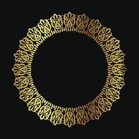 Decorative line art frame for design template. Elegant vector element Eastern style, place for text. Golden outline floral border. Lace illustration for invitations and greeting cards.