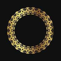 Decorative line art frame for design template. Elegant vector element Eastern style, place for text. Golden outline floral border. Lace illustration for invitations and greeting cards.