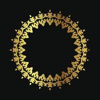 Decorative line art frame for design template. Elegant vector element Eastern style, place for text. Golden outline floral border. Lace illustration for invitations and greeting cards.
