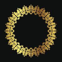Decorative line art frame for design template. Elegant vector element Eastern style, place for text. Golden outline floral border. Lace illustration for invitations and greeting cards.