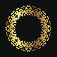 Decorative line art frame for design template. Elegant vector element Eastern style, place for text. Golden outline floral border. Lace illustration for invitations and greeting cards.