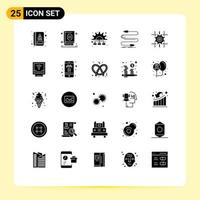 Universal Icon Symbols Group of 25 Modern Solid Glyphs of setting sound management cord audio Editable Vector Design Elements