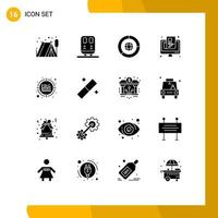 Solid Glyph Pack of 16 Universal Symbols of data screen coin online newspaper Editable Vector Design Elements