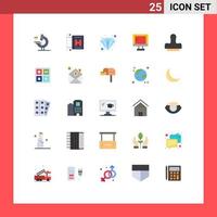 25 Universal Flat Color Signs Symbols of calculate stamp value press school Editable Vector Design Elements