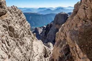 View of the mountain peaks Brenta Dolomites. Trentino, Italy photo