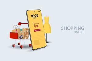 Shopping Online on Website or Mobile Application Vector Concept Marketing and Digital marketing.