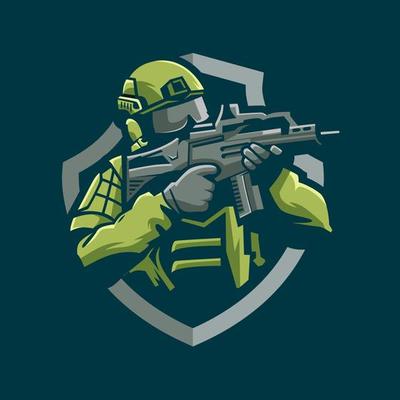 Shooter soldier character mascot logo
