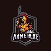logotipo de la mascota del personaje del guerrero del caballero espartano vector
