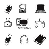 Set of devices icons with doodle style isolated on white background vector