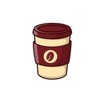 Coffee with disposable cup vector illustration isolated on white background. Takeaway coffee cartoon illustration