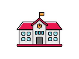 School building icon with colorful style isolated on white background vector