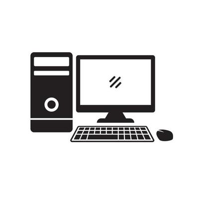 Computer icon with simple black color isolated on white background