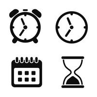 Set of time icons with black color isolated on white background vector