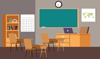 Classroom interior, empty school classroom. School Education background vector