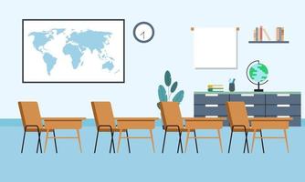 Classroom interior, empty school classroom. School Education background vector