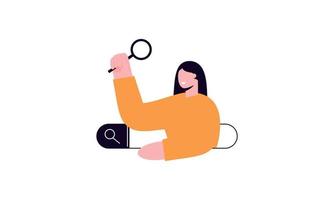 Search bars and people browsing online information, surfing internet. Characters look for and find query in web browser vector