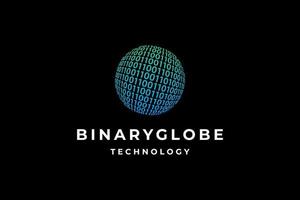 green binary globe technology logo vector