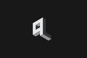black gray initial letter q isometric logo vector