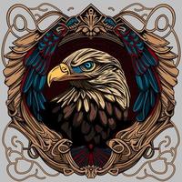 ilustración de dibujado a mano de logotipo de águila americana vector