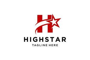 red initial letter H star high logo vector