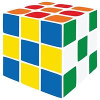 Colored cubes with red, green, yellow and blue on a white background. Editable illustration of a rubik's toy. Suitable for toy design vector