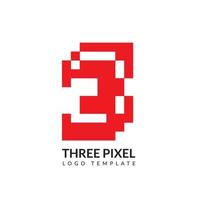 Number three logo  template in pixel style design. suitable for company identity. vector