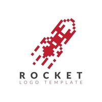 ROCKET LOOGO IN PIXEL STYLE DESIGN. SUITABLE FOR TECHNOLOGY COMPANY IDENTITY. PIXEL ROCKET BRAND vector