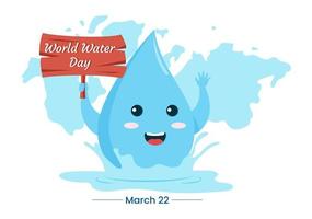 día mundial del agua el 5 de marzo ilustración con gota de agua de la tierra para banner web o página de destino en dibujos animados planos dibujados a mano ilustración de plantillas vector