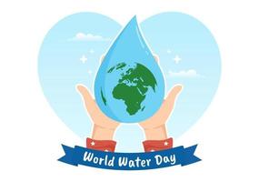 World Water Day on 5 March Illustration with Waterdrop from Earth for Web Banner or Landing Page in Flat Cartoon Hand Drawn Templates Illustration vector