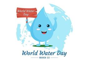 World Water Day on 5 March Illustration with Waterdrop from Earth for Web Banner or Landing Page in Flat Cartoon Hand Drawn Templates Illustration vector