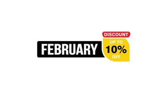 10 Percent FEBRUARY discount offer, clearance, promotion banner layout with sticker style. vector