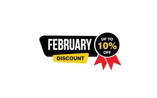 10 Percent FEBRUARY discount offer, clearance, promotion banner layout with sticker style. vector