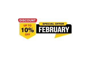 10 Percent FEBRUARY discount offer, clearance, promotion banner layout with sticker style. vector