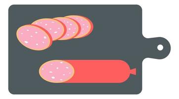 Pepperoni sausage, Italian salamin cutting board vector