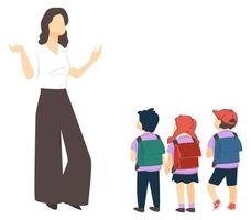 Teacher with pupils on lesson or excursion vector